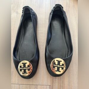 Tory Burch Black Loafers with Gold Accent